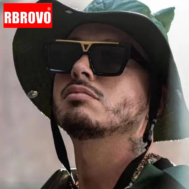 

RBROVO 2022 Sunglasses Men Square Brand Designer Eyewear Men/Women Oversized Glasses Men Vintage Gafas De Sol Para Hombre UV400