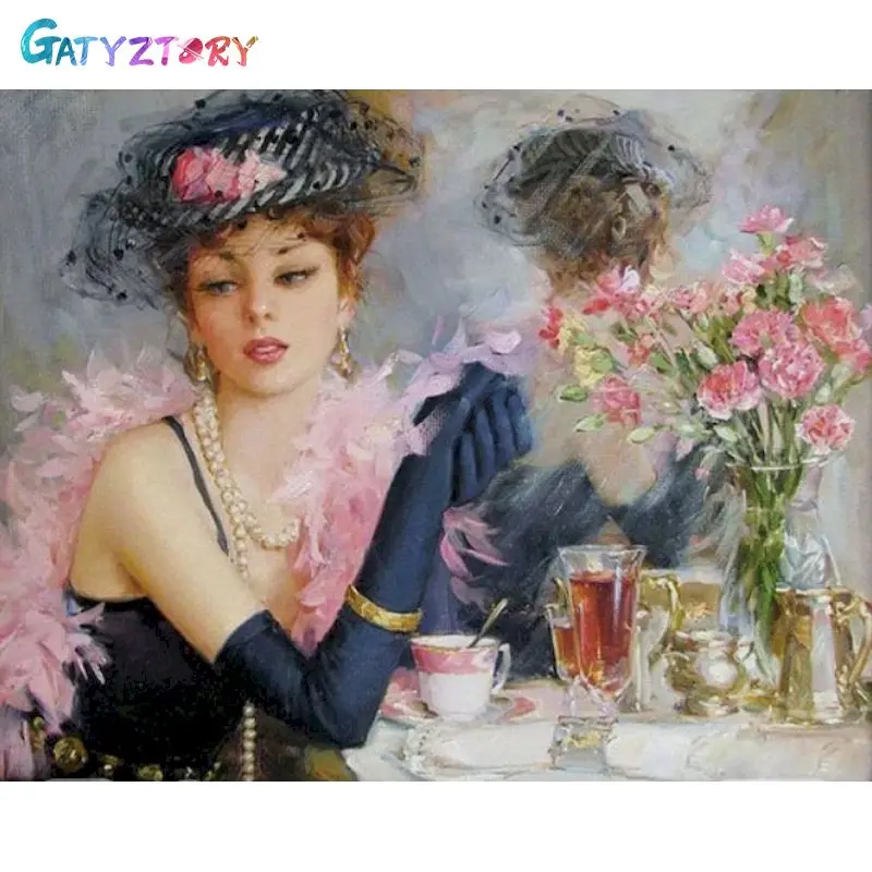 

GATYZTORY Painting By Number Portrait Hand Painted Paintings Art Gift DIY Pictures By Numbers Girl Kits Drawing On Canvas Home D