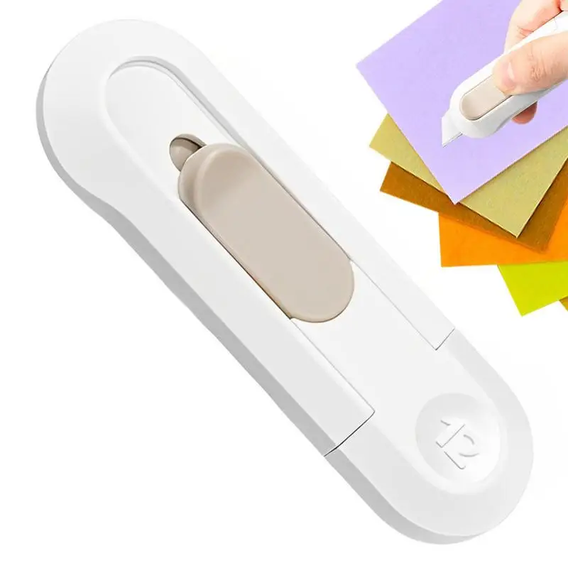 

Mini Portable Auto-Retract Box Cutter Pocket Knife Utility Knives Express Open Envelope Package Tool Stationery Office Supplies