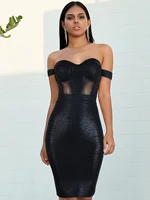 adyce 2022 new summer women black off shoulder dress sexy lace strapless sleeveless club celebrity evening runway party dresses