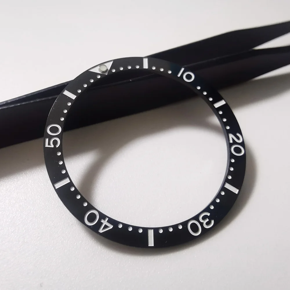 Alta calidad Mod SKX007 negro 38mm bisel de cerámica Insertar marca grabada apto para Seiko NH35 NH36 reloj de movimiento