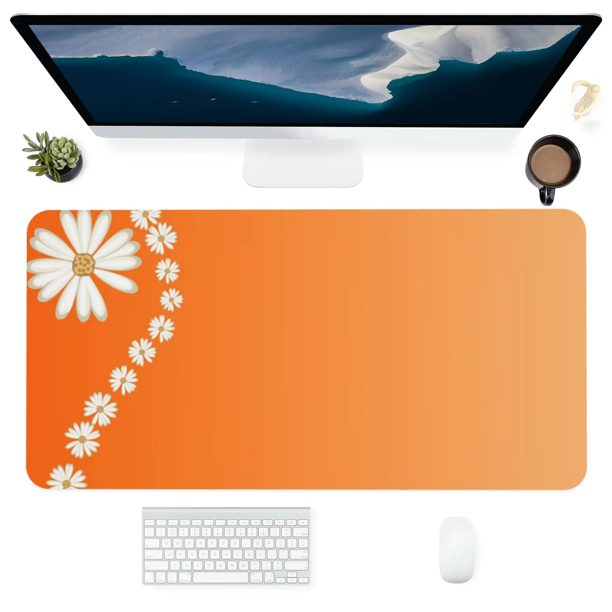 

Mouse Pad Computer Office Supplie Accessorie Kawaii Customized Personalized Desk Pads Mat Mousepad Orange Chrysanthemum Flower