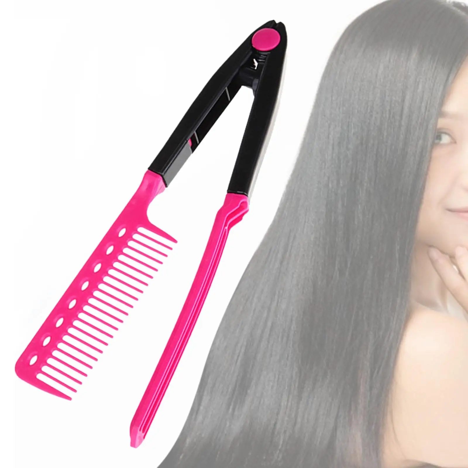 

Hair Straightener Comb with A Firm Grip Folding Straightening Brush Heat Resistance Flat Iron Comb for Unkempt Hair Knotty Hair