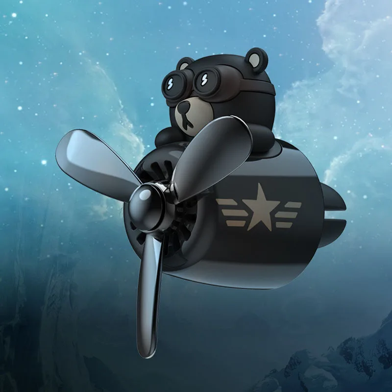 

Outlet Fragrance Bear Car Air Freshener Bear Pilot Rotating Propeller Magnetic Design Auto Accessories Interior Perfume DiffuseB