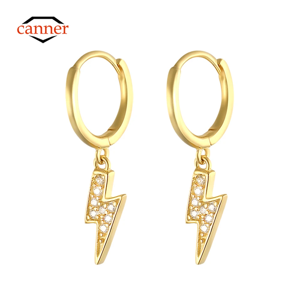 

CANNER Lightning Zircon Copper Gold Plated Earring For Women Drop Earrings Cartilage Pendientes Fine Jewelry Wedding Mom Gift