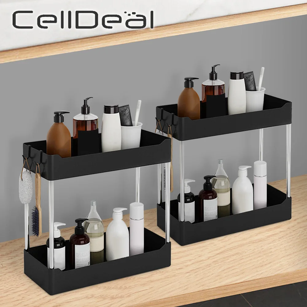 

Under Sink Storage Organizer 2 Tier Multipurpose Cabinet Shelf Storage Rack Bathroom Kitchen Organizer Household Supplies
