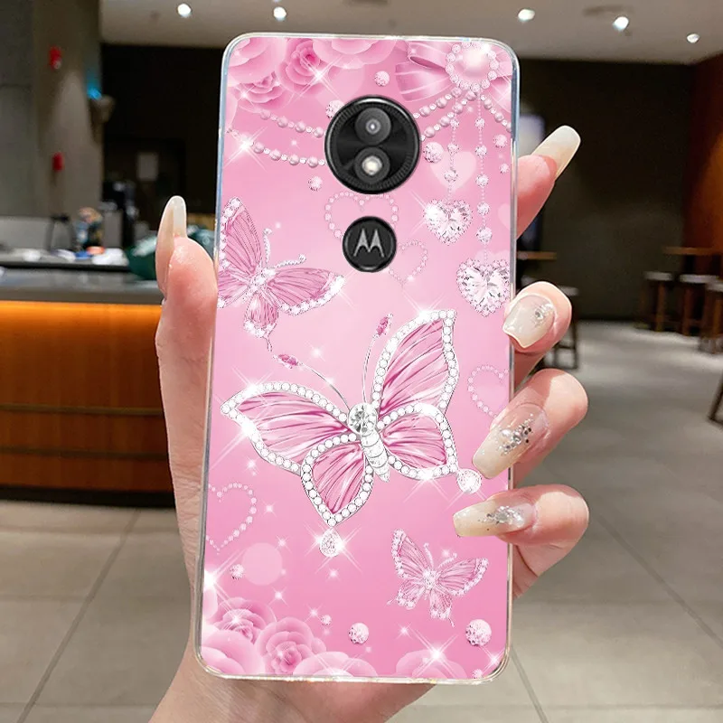 Фото Для Motorola Moto E5 Play E5 Plus Прозрачный роскошный чехол с бабочкой и модными цветами, мягкий чехол из ТПУ для MotoE5 e 5 Play Plus, чехол для телефона №4