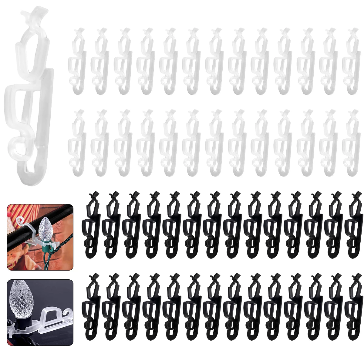 

120pcs Christmas Light Clips Reusable Mini Holiday Light Clips Universal Outdoor Gutter Light Hooks for Christmas Halloween