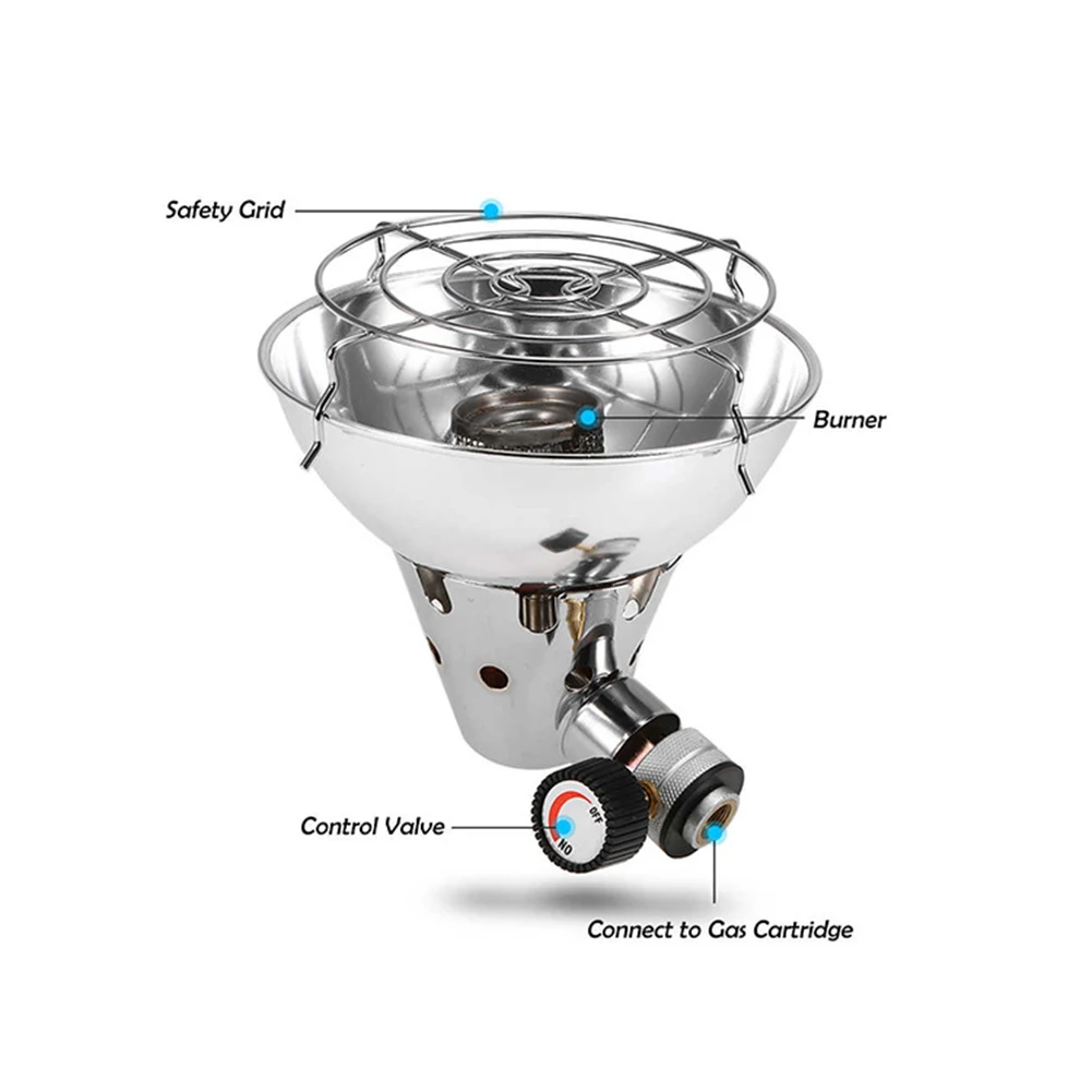 

Portable Camping Stove Heater Emergency Survival Heating Stove for Gas Tank Heat Resistant with Support Hiking Tent Equipment