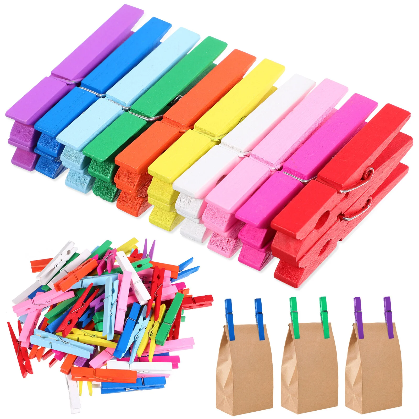 

100 Pcs Small Clothes Multi-purpose Clips Colorful Pins Craft Home Accents Decor Hang Wooden Hanging Mini