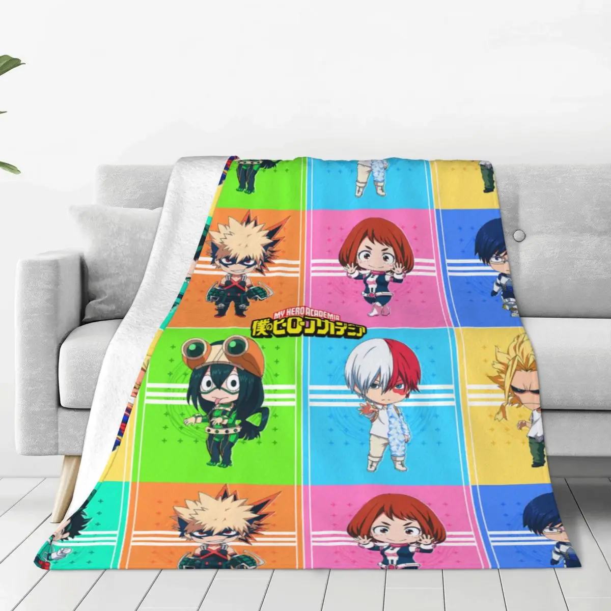 

Izuku Katsuki Ochaco Tenya Yagi Asui Shoto Knitted Blankets Boku No My Hero Academia Anime Throw Blanket for Travel Bedspread