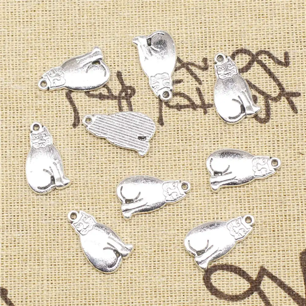 

Cat Jewelri Charm Pendant Necklac Make Accessories 11X19mm Antique Silver Color 20 Pieces