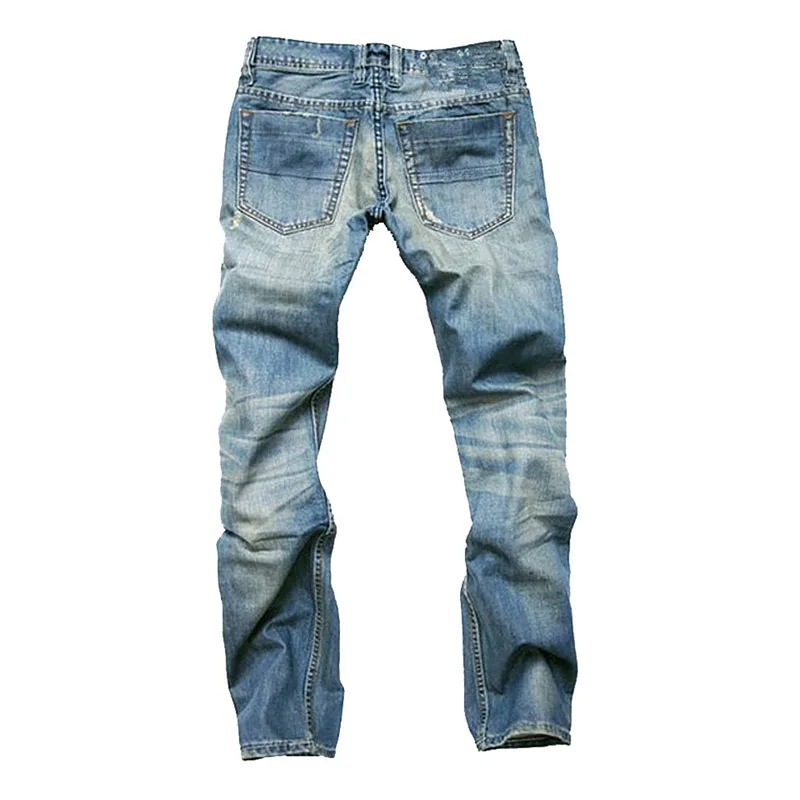Men Biker Jeans Fashion Button Fly Male Denim Pants New Design Ripped Casual Trousers Light Blue Straight Slim Jeans for Men