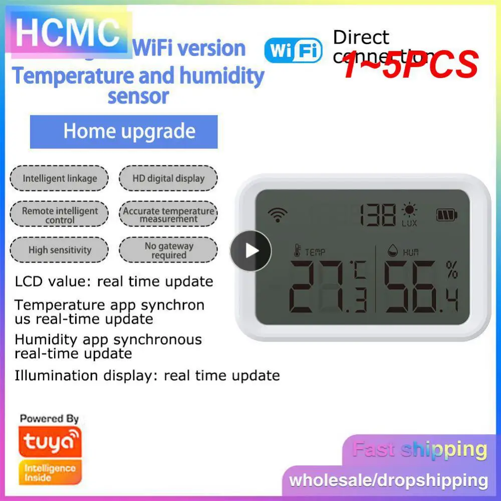 

Датчик температуры и влажности Tuya Wifi Zigbee, комнатный гигрометр-термометр с ЖК-экраном, работает от Tuya, 1 до 5 шт.