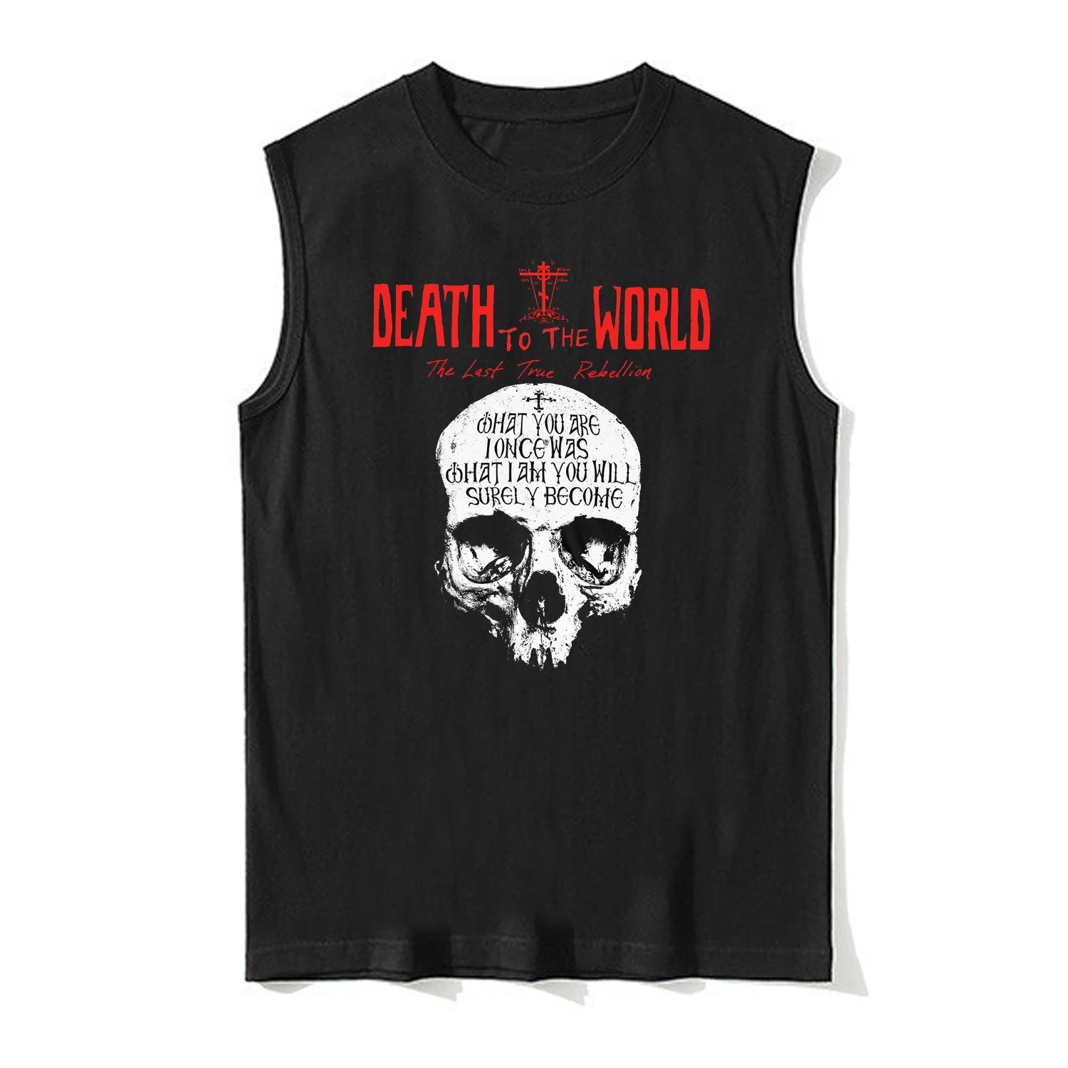 Мужская футболка без рукавов с надписью на русском православном черепе из 100%