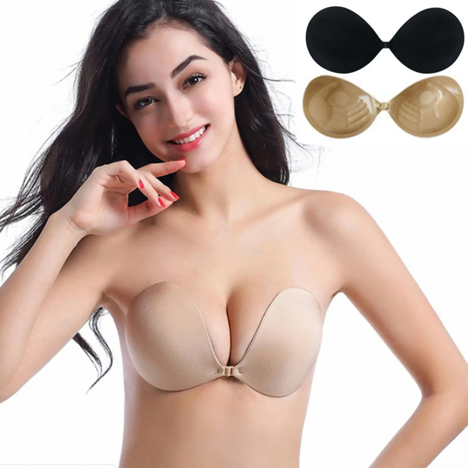 

Silicone Bra Sexy Self Adhesive Invisible Bra Buckle Nipple Shoulder Pads No Closure Front Bra Nipple Strap Pasties Chest B L3S6
