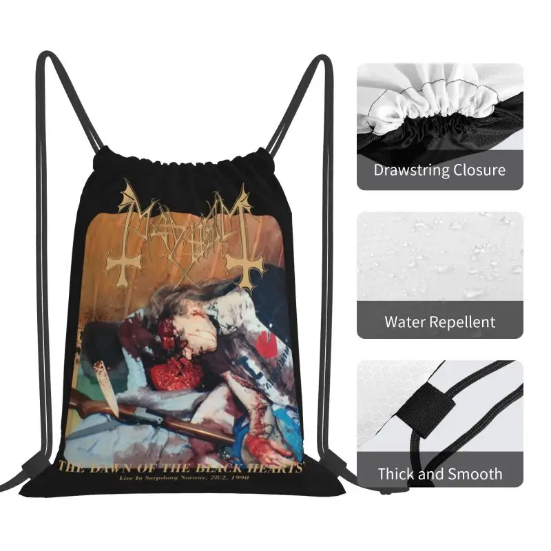 Черные металлические сумки на шнурке Mayhem Dawn Hearts 1Burzum Emperor darktron сумка для спортзала