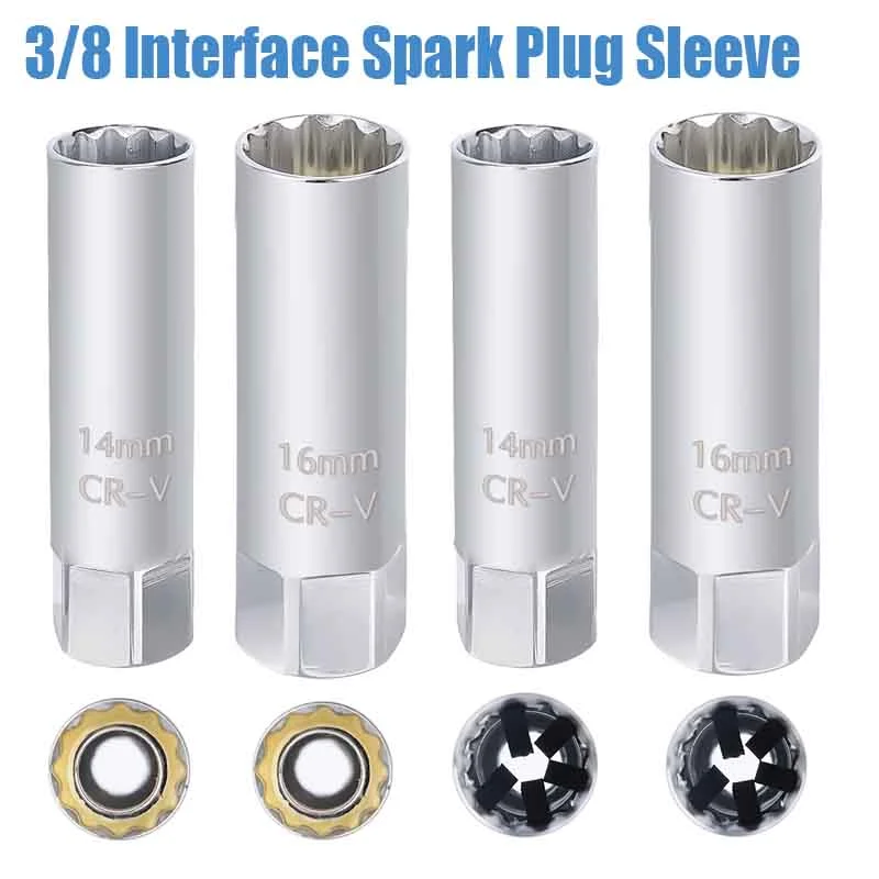 Розетка для свечи зажигания, магнитная тонкая розетка 3/8, 12 углов, для универсального удаления свечи зажигания 14/16 мм, инструмент для ремонта автомобиля