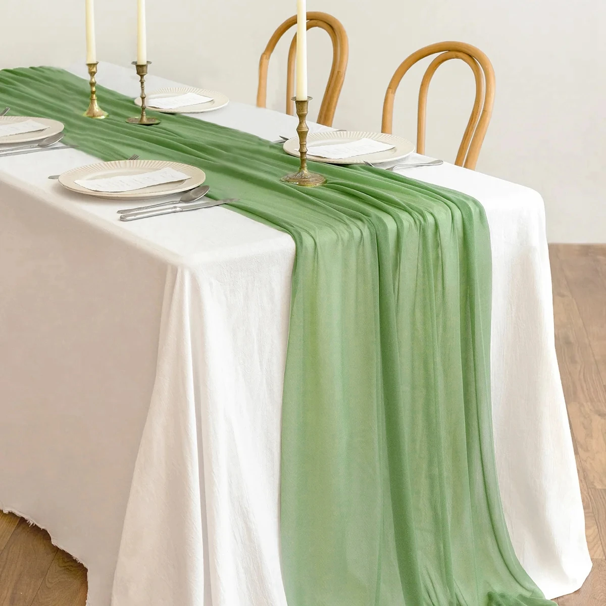 Полупрозрачная настольная дорожка винтажная марлевая подставка для стола