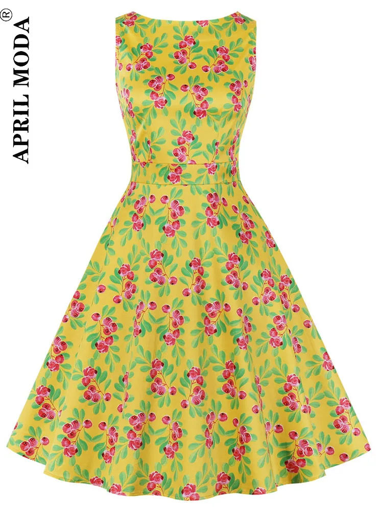 

Женские Летние Повседневные Вечерние платья-клеш с цветочным принтом, без рукавов, в стиле ретро, 60s 50s, винтажное платье с рокабилли, Vestidos