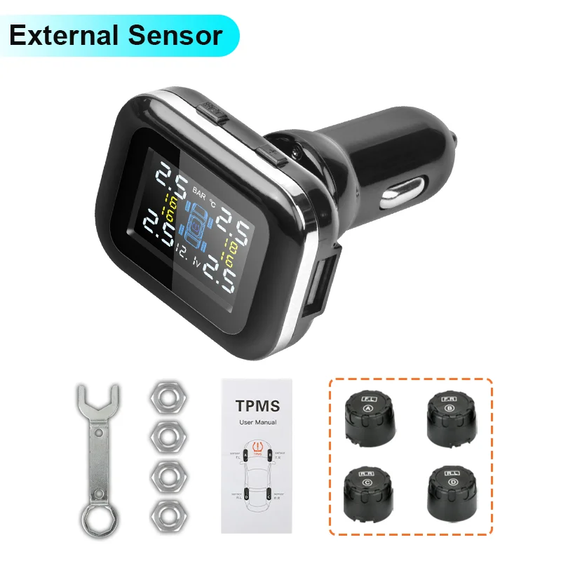 

Автомобильная TPMS система контроля давления в шинах, сигнализация, цифровой дисплей, датчики парковки, датчик температуры в шинах, аксессуары