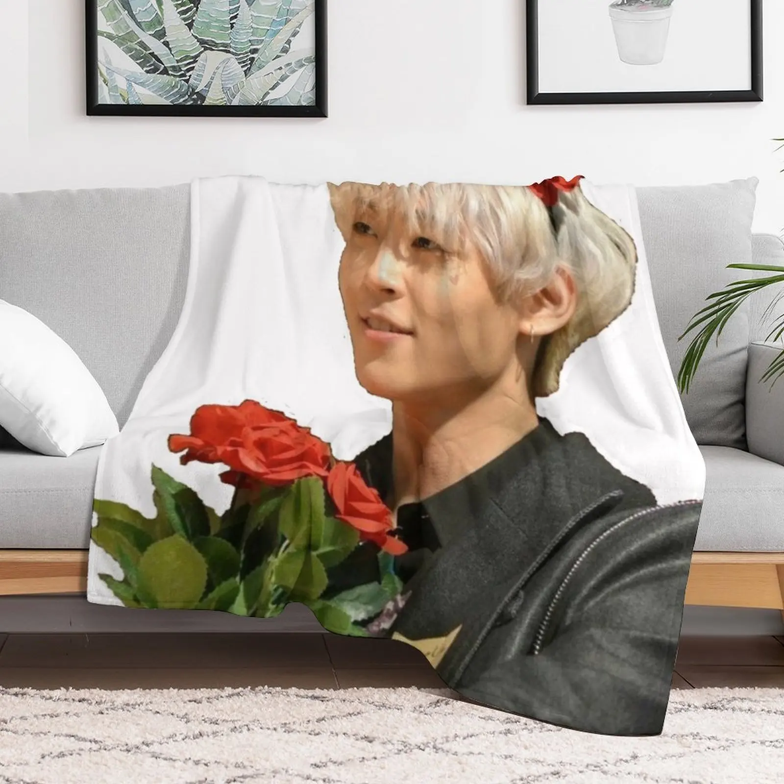 Ким Вусонг милое лицо Sammy The Rose группа KPOP пледы для младенцев движущиеся спальные