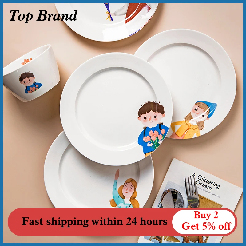 

Family Parentand Child Ceramic Dinnerware Plate Kitchen Serving Dish Large Capacity Soup Bowl