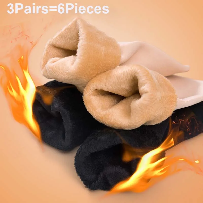 

3 Pairs/Set Women Winter Thicken Warm Short Socks Thermal Cashmere Wool Socks Nylon Snow Velvet Boots Floor Calcetines Mujer
