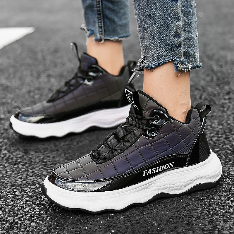 HIKEUP Women Heightened Velvet Cotton Shoes Walking Winter Casual Sports Shoes Warm Women's Shoes Hiking Sports 35-42