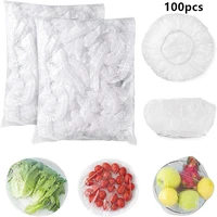 100pcs disposable food cover plastic wrap elastic food lids for fruit bowls cups caps storage kitchen fresh keeping saver bag