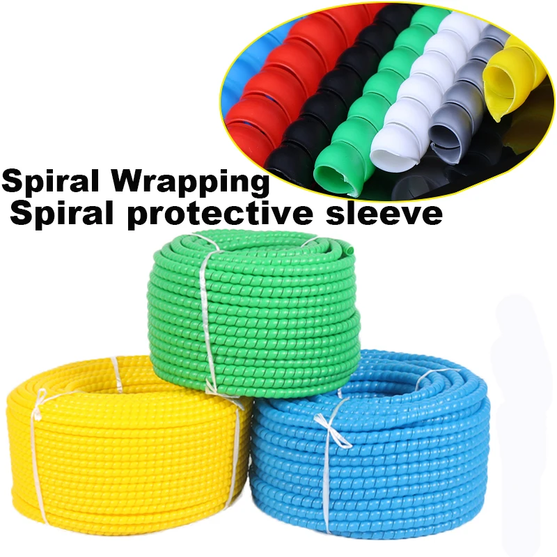 

8mm 28mm 100mm Spiral Wrap Sleeving Band Tube Cable Protector Line Wire Management Wrap With Clip Tool Spiral Family Office Home