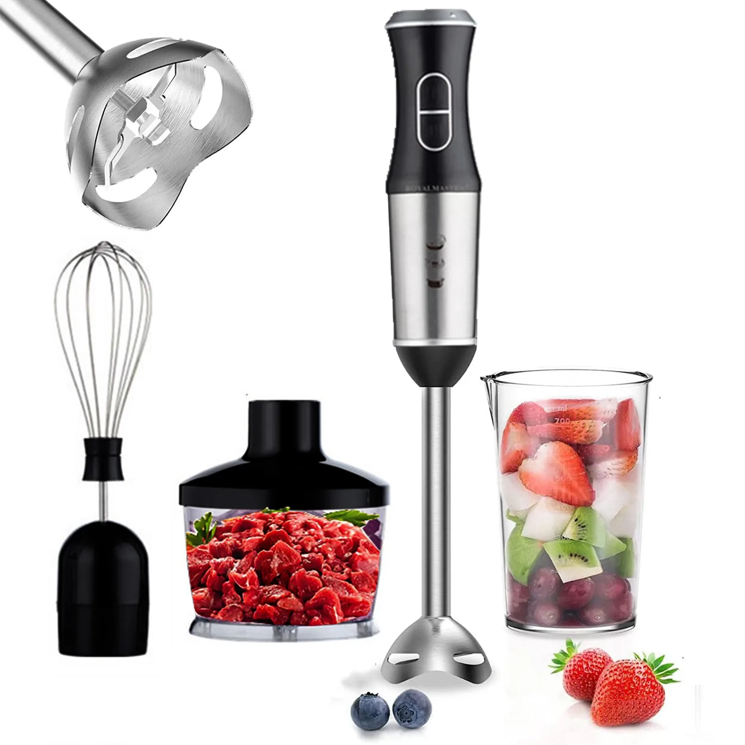 4 in 1 Immersion Hand Stick Blender Mixer Includes Chopper a