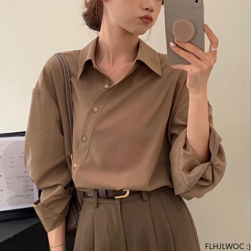 

2023 Autumn New French Style Green White Cute Tops Cute Girls Office Lady Single Breasted Button Basic Shirts Chic Korea Clothes