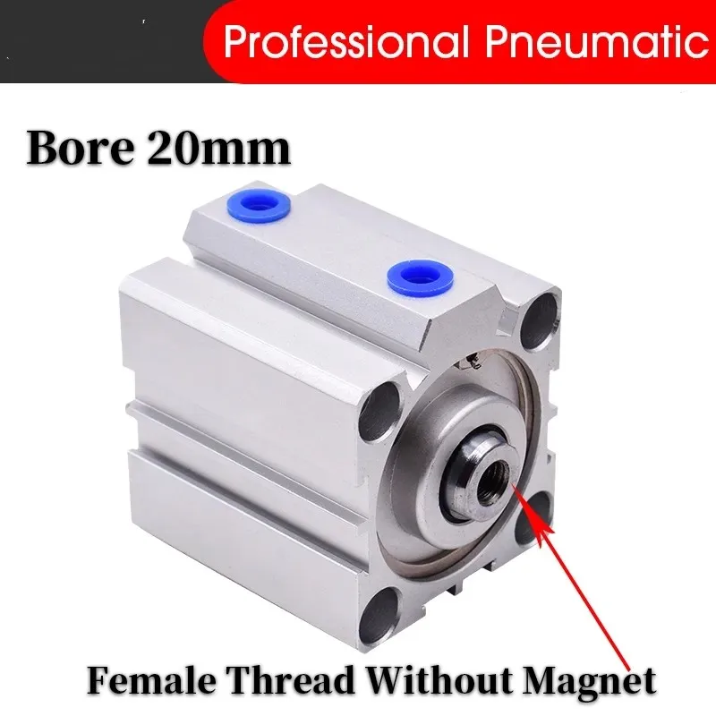 

SDA Type Bore 20mm stroke 5/10/20/25/30/40/50/100mm double acting SDA20 compact air pneumatic piston cylinder Female