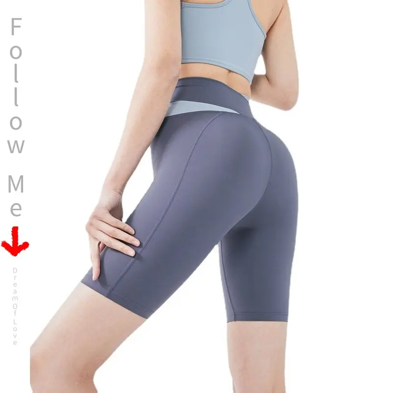 

Шорты для фитнеса и йоги с поддержкой талии, с подтягиванием ягодиц и перекрестным дизайном для женщин, новые 5-дюймовые шорты для йоги