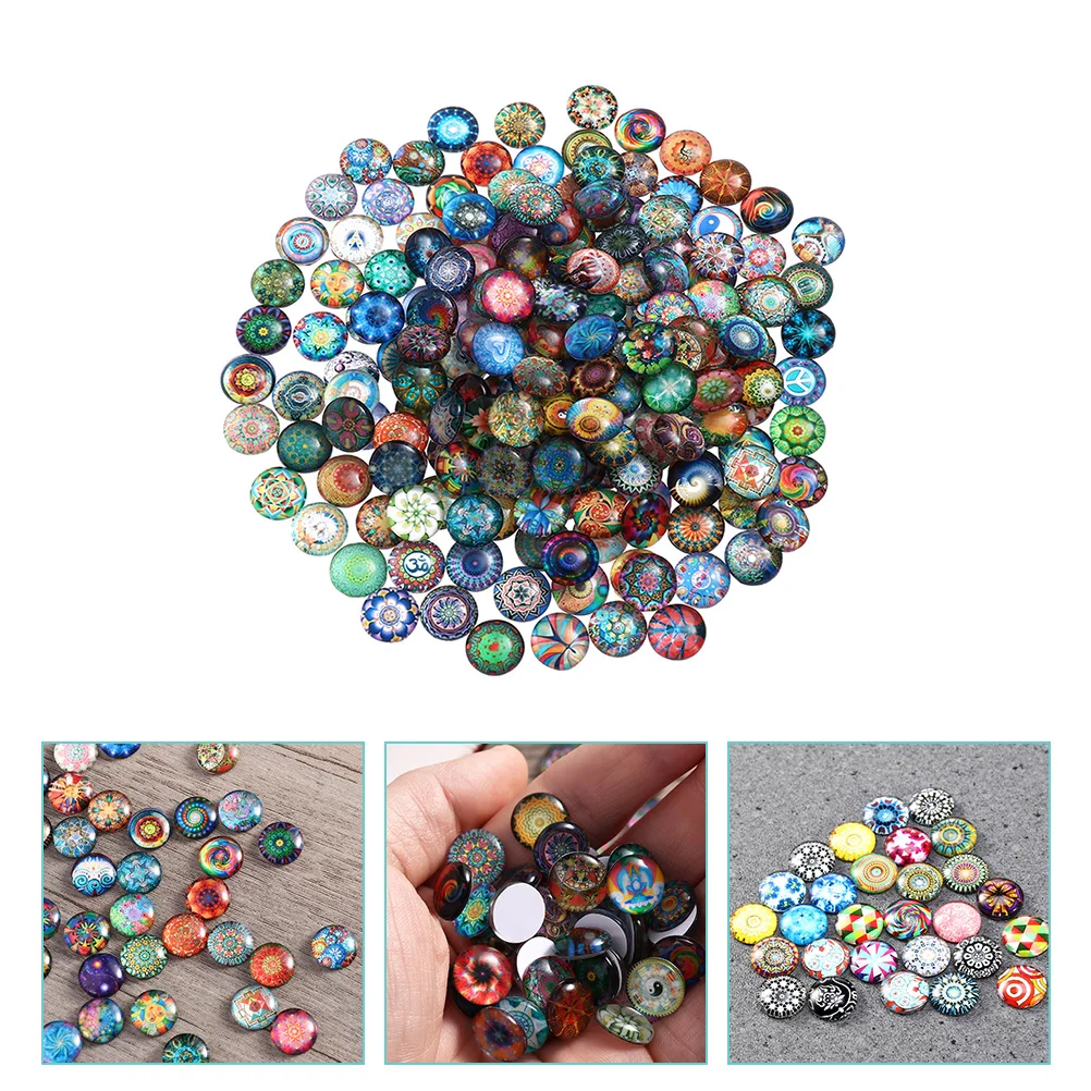 

50pcs Round Glass Patches Jewelry Crafts Gemstone Patches DIY Keychain Materials