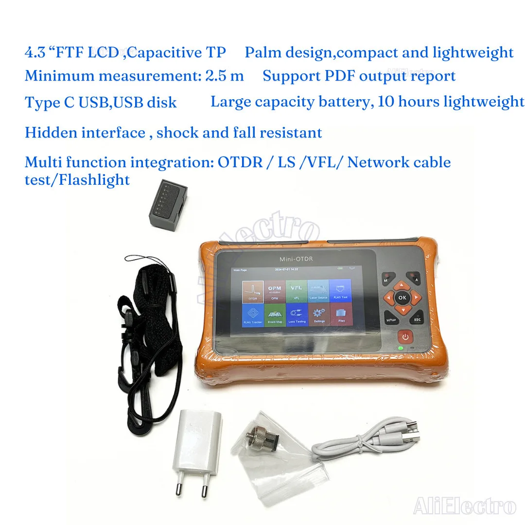 Мини-OTDR 26/24 дБ Многофункциональный активный живой оптоволоконный рефлектометр с