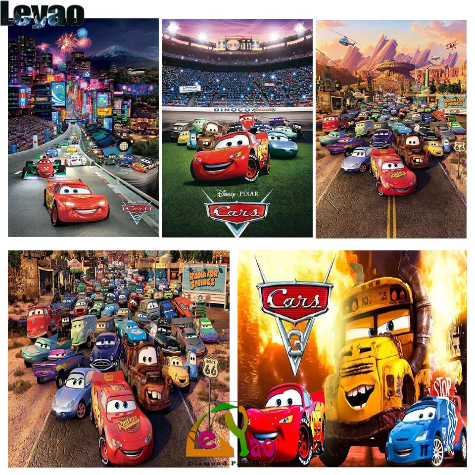 

Алмазная живопись Disney с анимацией, мозаика с машинками Маккуин, наборы «сделай сам», 5d полноразмерная вышивка, настенные картины для детско...