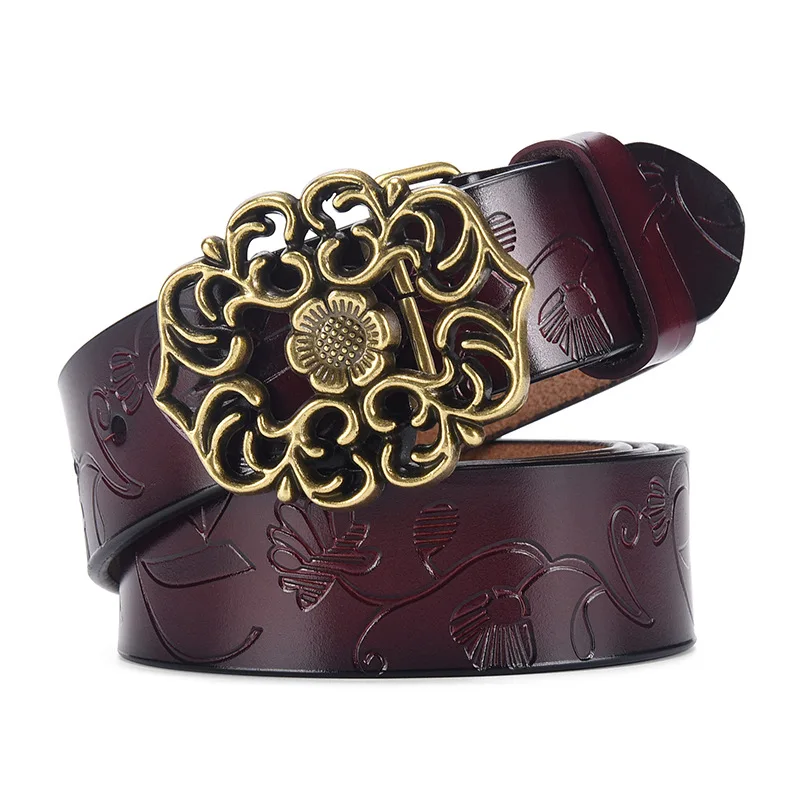 

women genuine leather belt women's jeans belts luxury vintage high quality female belts woman cowskin strap Cinto