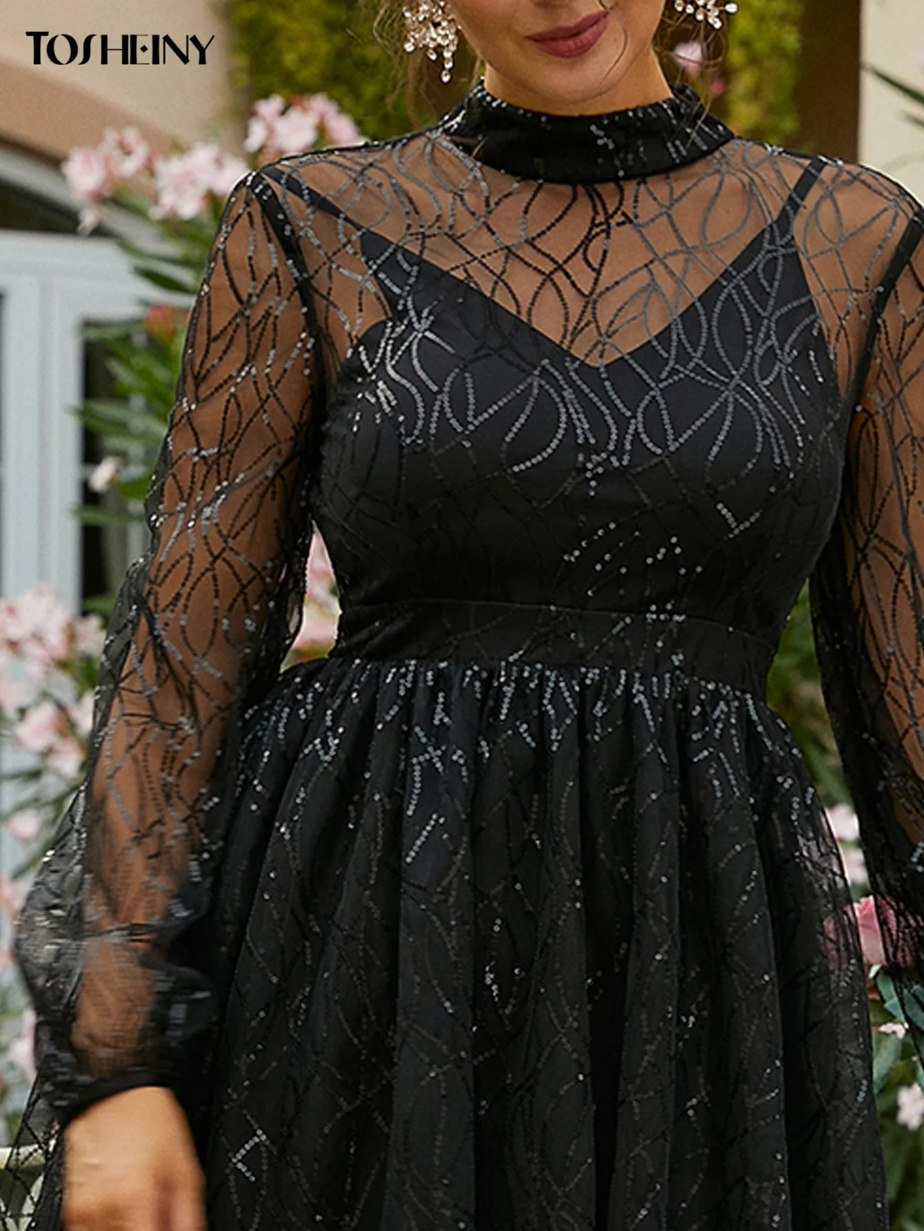 Летнее короткое Сетчатое платье Tosheiny модное элегантное вечернее мини-юбка