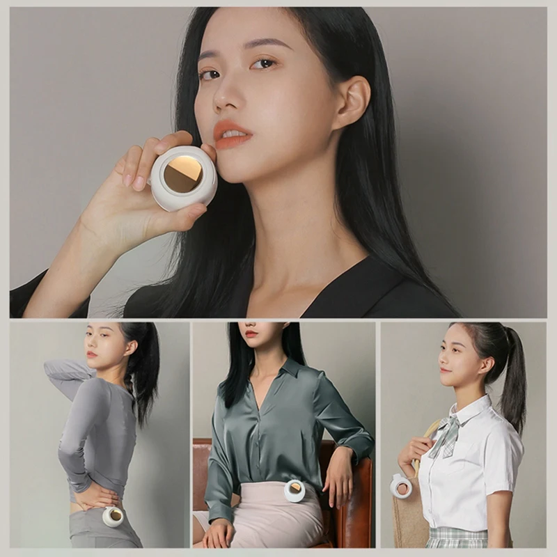 

Hands Free Neck Fan Air Cooler Buckle Pocket Clip Fan USB Charging Cable Fan White For Home Outdoor