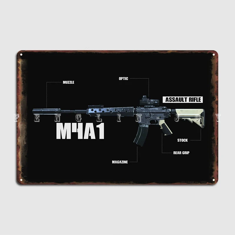 Металлический плакат M4a1 с табличкой кинотеатр гостиная бар пещера