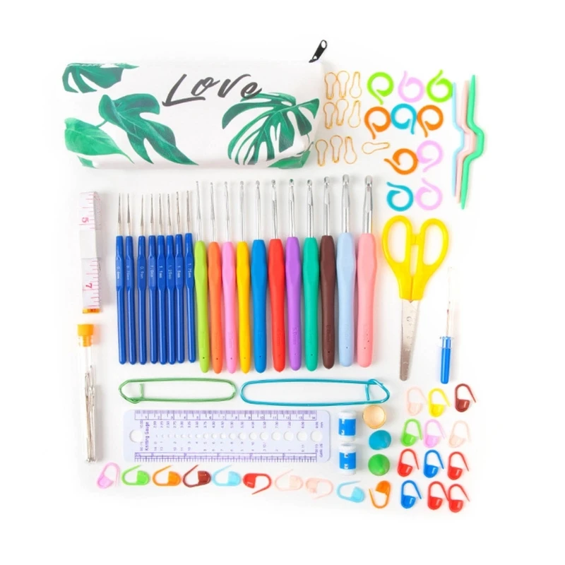 

Набор крючков для вязания крючком. Стартовые наборы для вязания крючком для начинающих и взрослых, включают металлический футляр