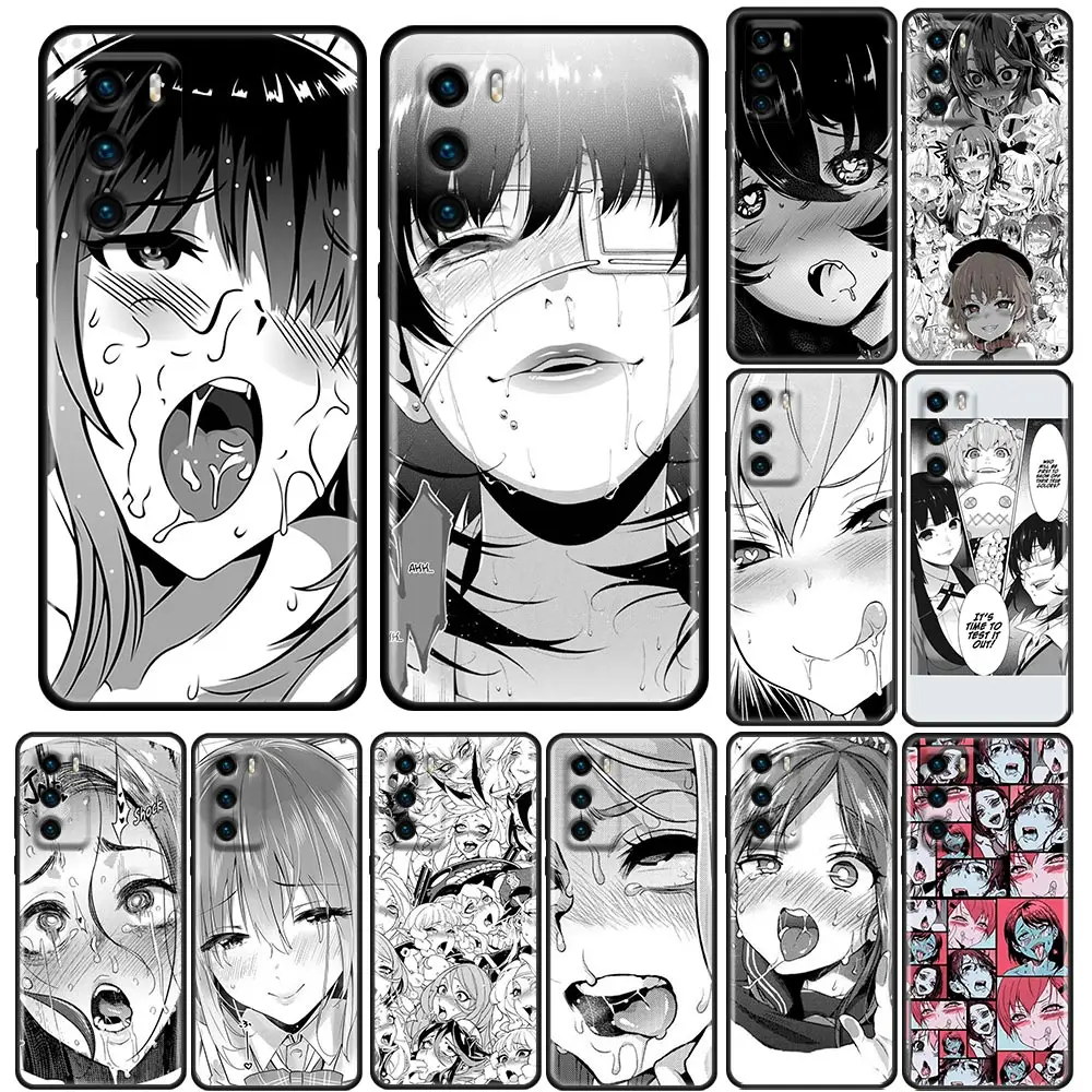 

Phone Case for Huawei P10 P20 Case P30 P40 Lite P50 Pro Plus P Smart Z Soft Silicone Cover Anime Girl Cartoon Japan Cute Face