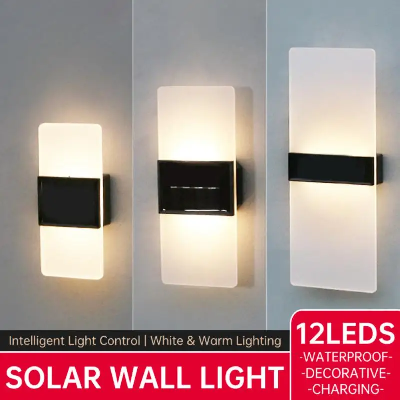 

Solar Wall Light porch lights 12 LED Waterproof outdoor Garden lamp decor for courtyard Fence Stair Aisle landscape