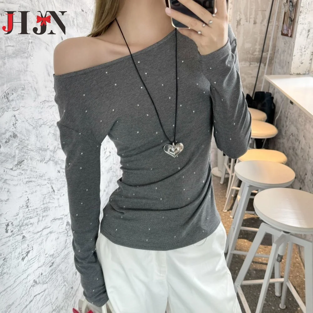 Seeslim Hotsweet футболка в горошек на одно плечо с длинным рукавом корейская модная