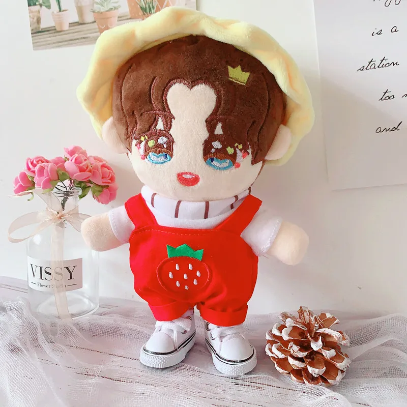 

1 комплект 20 см кукольная одежда шляпа + футболка + комбинезон Куклы Аксессуары для нашего поколения корейские куклы Kpop EXO Idol подарок игрушки сделай сам