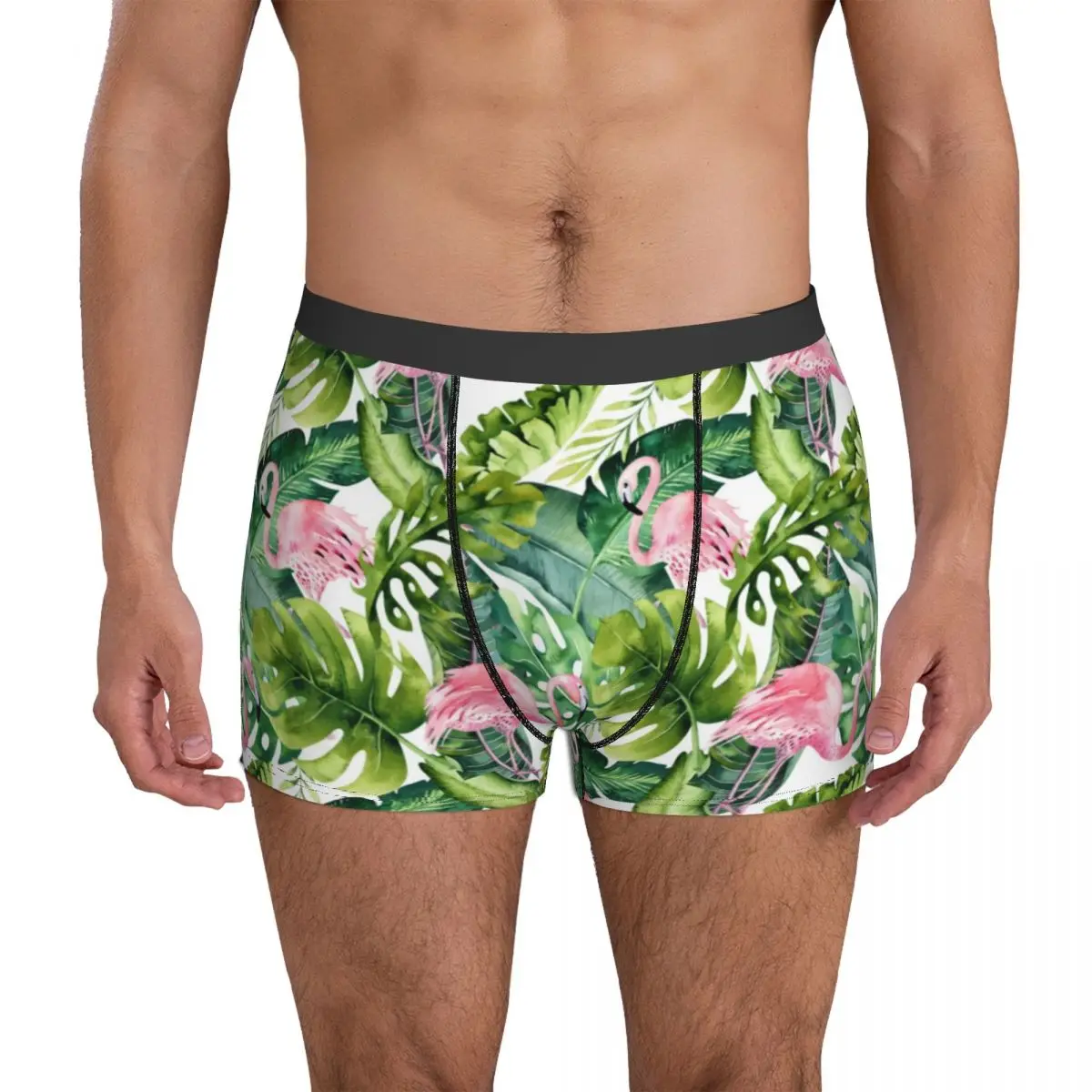 

Pink Flamingo Pattern Underwear Chic Tropical Leaves Man Panties Print Plain Trunk High Quality Shorts Briefs Plus Size
