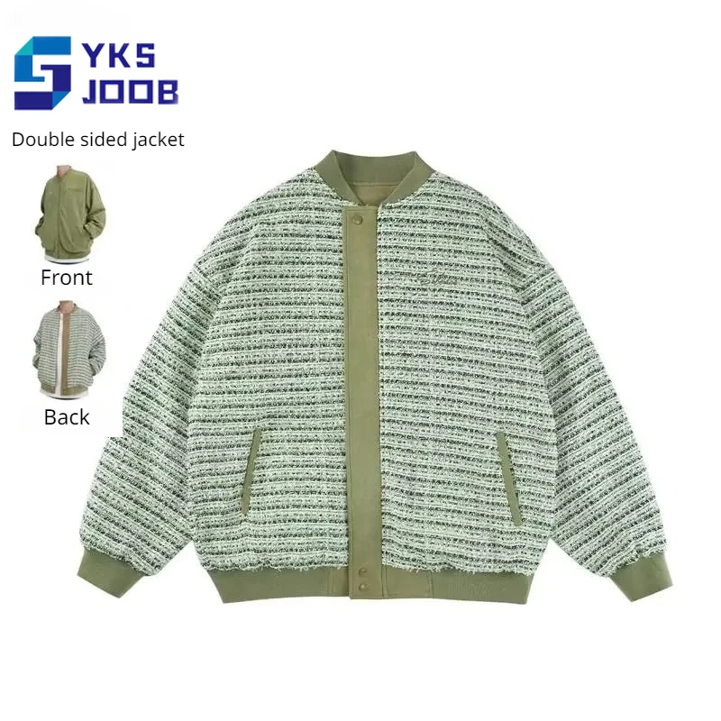 

Casual Double Sided Jacket Mens Retro Trendy Loose Unisex Streetwear Baseball Coats Couple Fashion Varsity Jackets Ropa Hombre