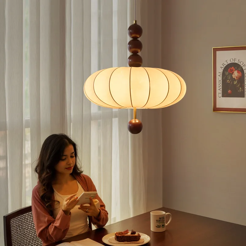 Винтажный подвесной светильник середины века ретро шелковый для гостиной